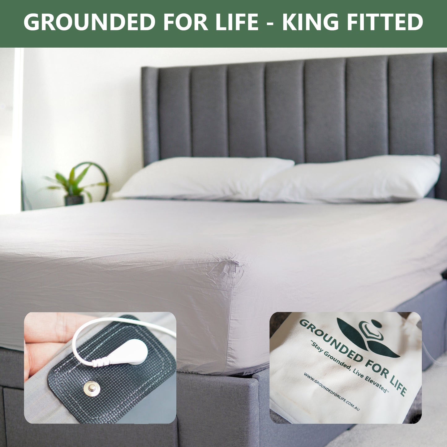 Grounding/Earthing Fitted Sheet - King Size (Grey)