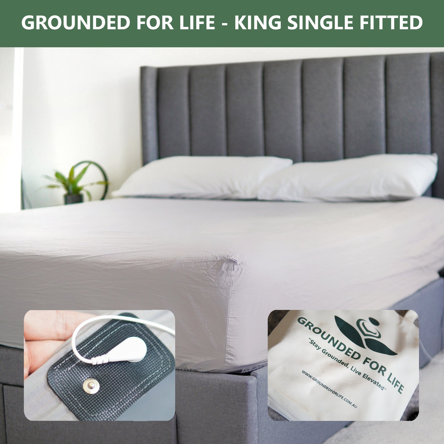 Grounding/Earthing Fitted Sheet - King Single (Grey)